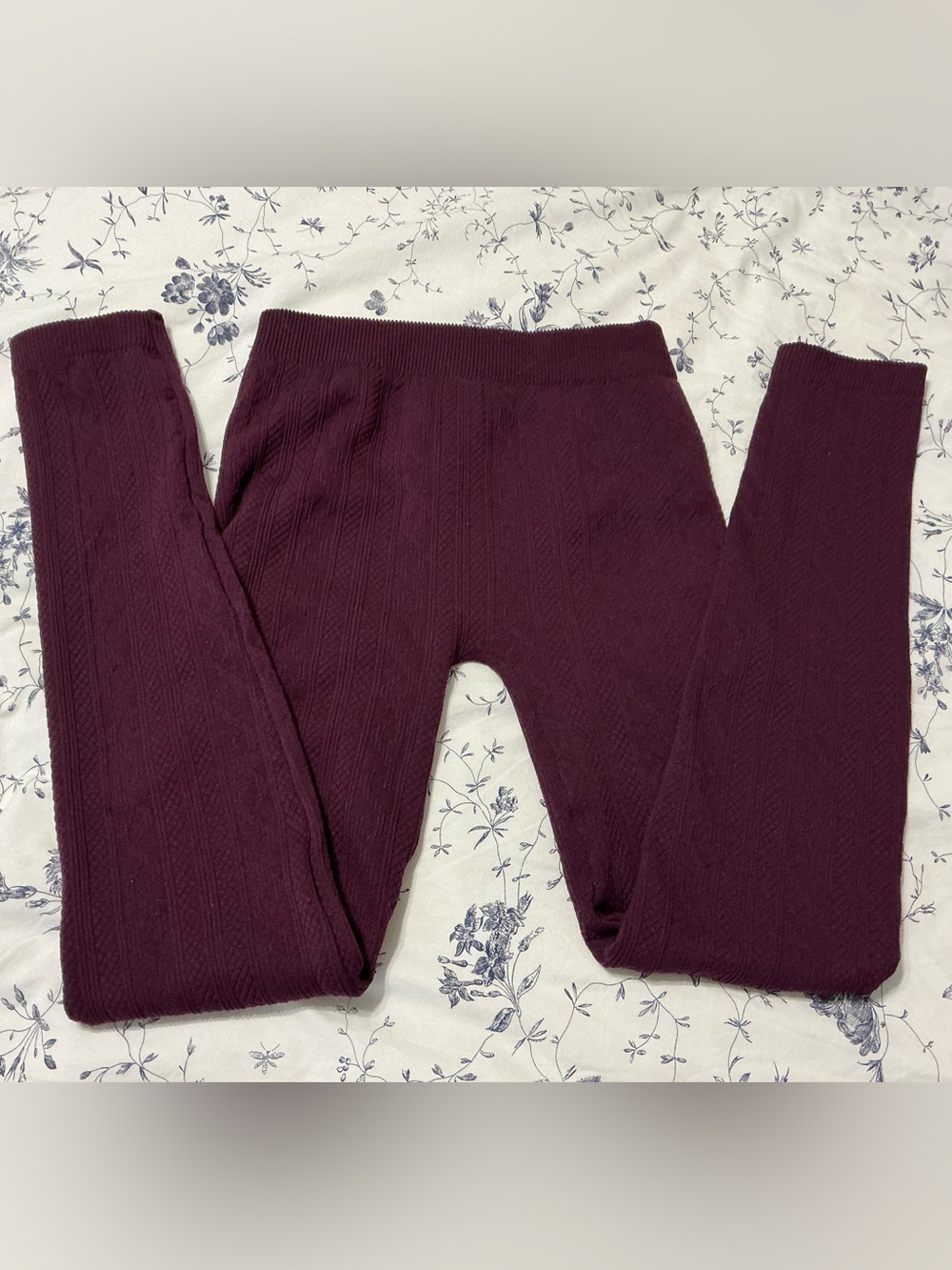 🎉3 for $15🎉 Cable Knit Lined Leggings - Plum